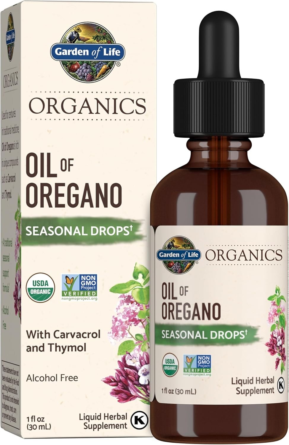 Garden of Life Organics Oil of Oregano Seasonal Drops 1 fl oz 30 mL Exp 01/2027