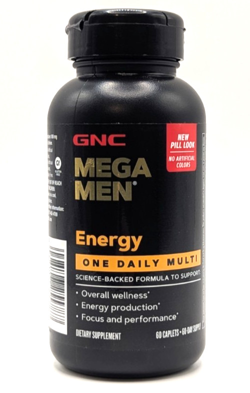 GNC Mega Men One Daily Multivitamin with Energy, 60 Caplets, Exp. 12/27