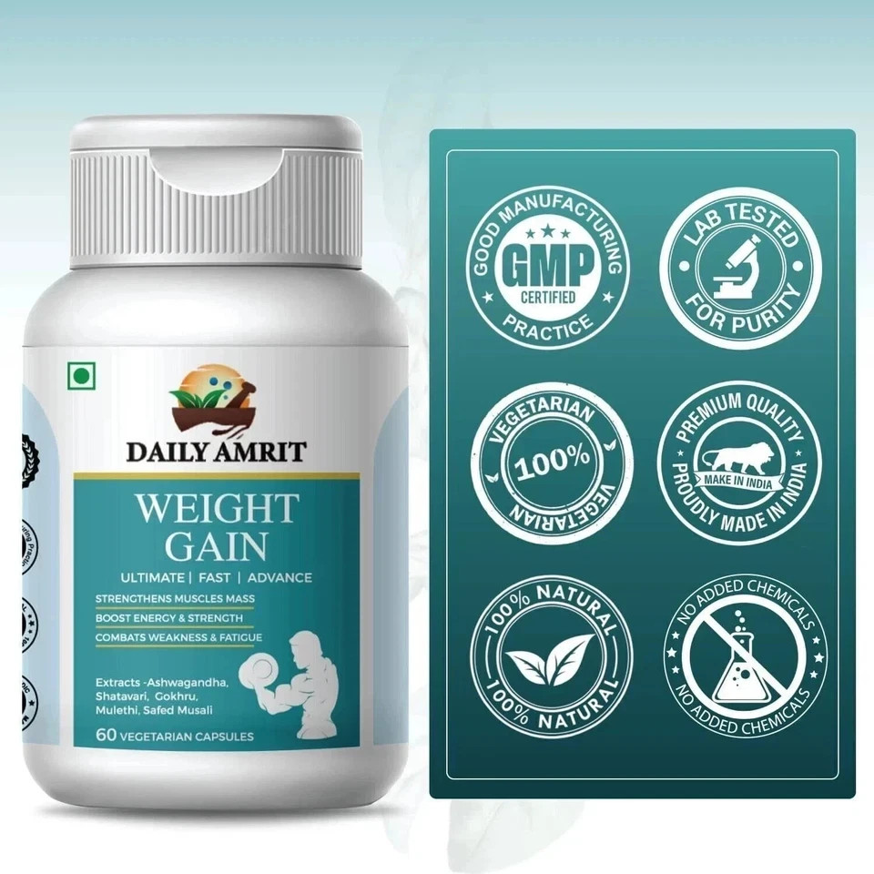 BODY GROW Fast Weight Gain Pills Muscle Gainer WEGHT GAIN 60 CAPSULES- Men USA