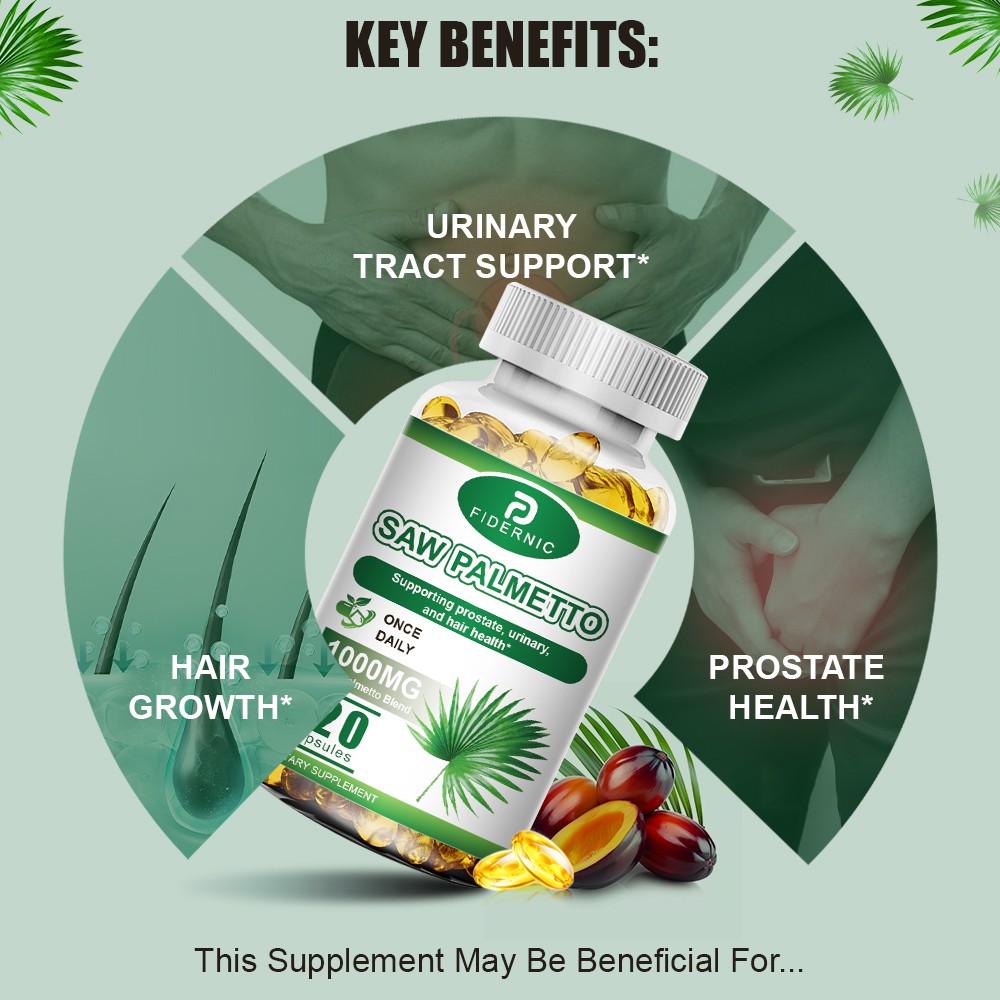 FIDERNIC Saw Palmetto 1000mg Blend 120 Capsules Men’s Supplement