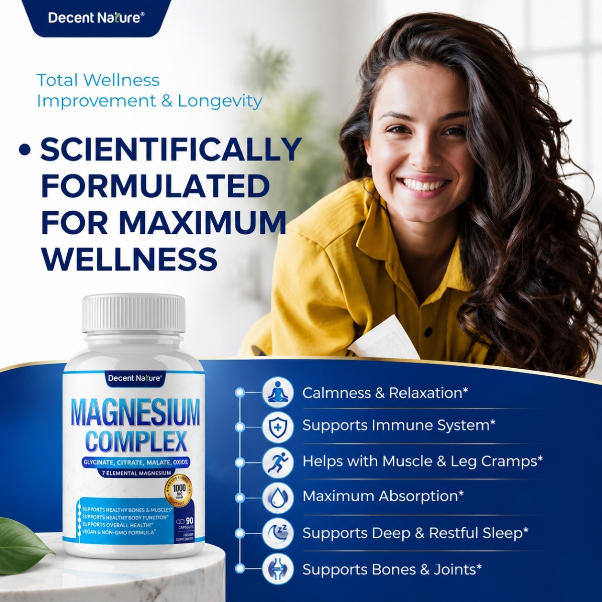 Magnesium Complex 1000mg – 7 Forms for Sleep & Muscle Support, 90ct