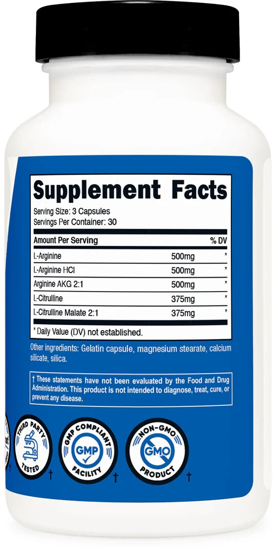 Nutricost Nitric Oxide Booster 2,250mg, 90 Capsules, 30 Servings – 08/2027