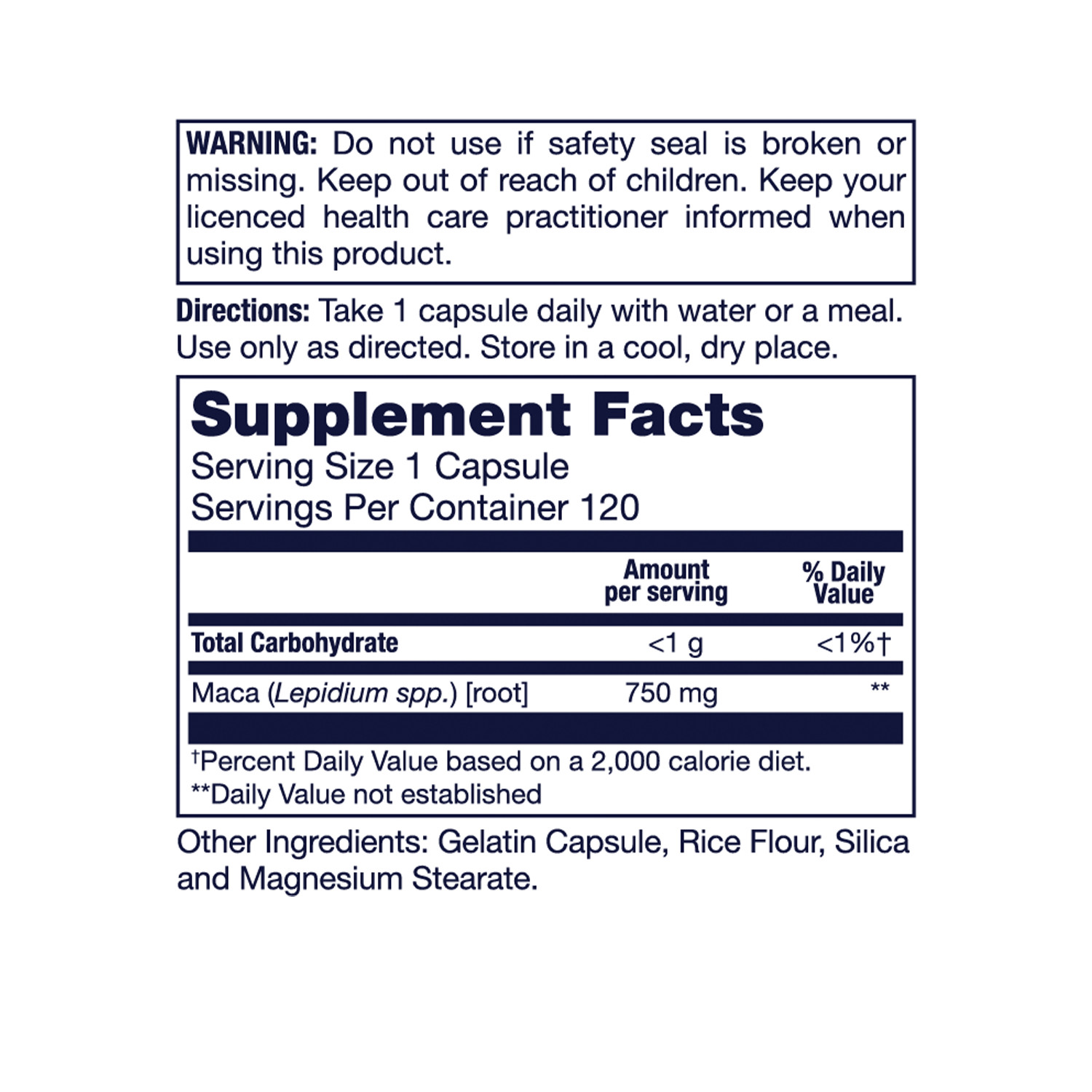 LIFETIME MACA Peruvian, Capsule (Btl-Glass) 750mg | 120ct