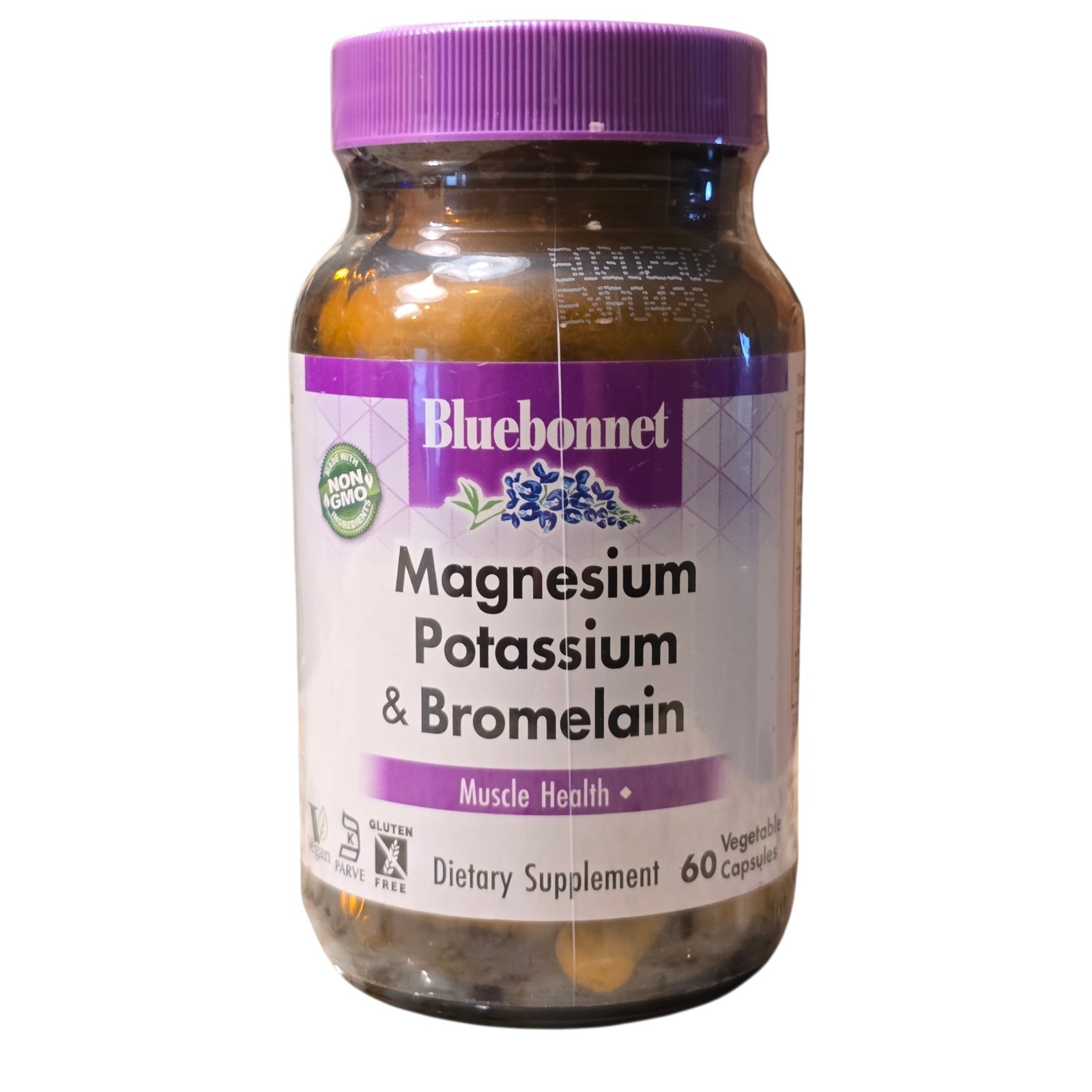Bluebonnet Magnesium Potassium & Bromelain 60 Veg Capsules Exp 04/2028