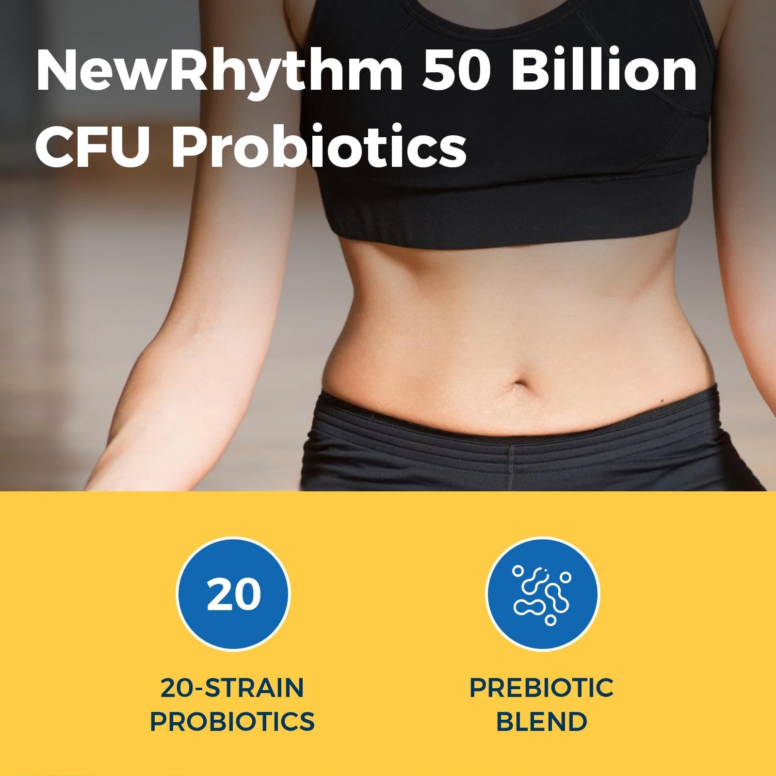 NewRhythm Probiotics 50 Billion CFU 20 Strains, 60 60 Count (Pack of 1), No