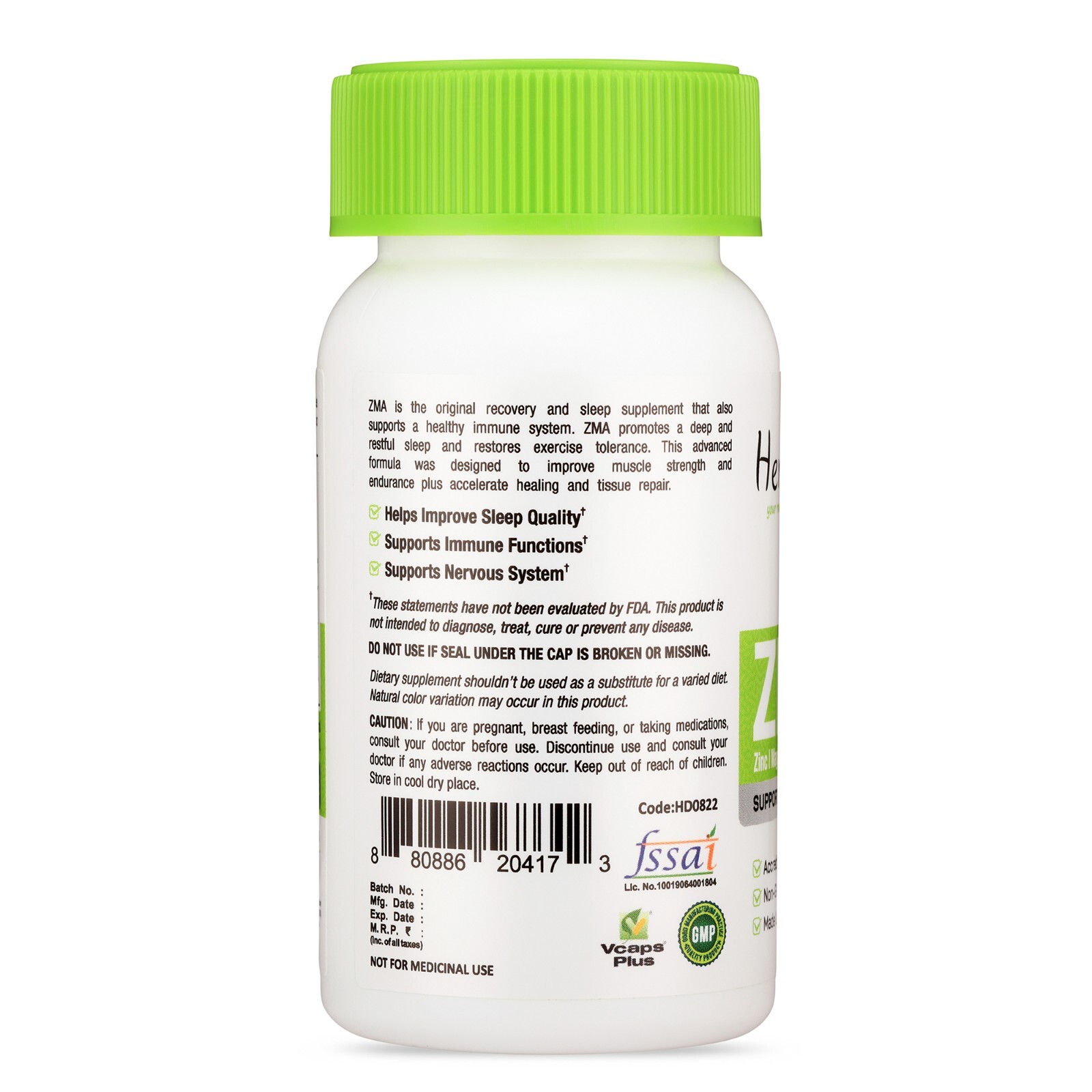 ZMA Dietary Supplement Capsules Zinc Magnesium B6 Energy Muscle Recovery Support