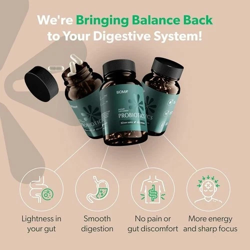 3 In 1 BIOMA Probiotics Digestive Health Gut Support for Men & Women 60 Capsules