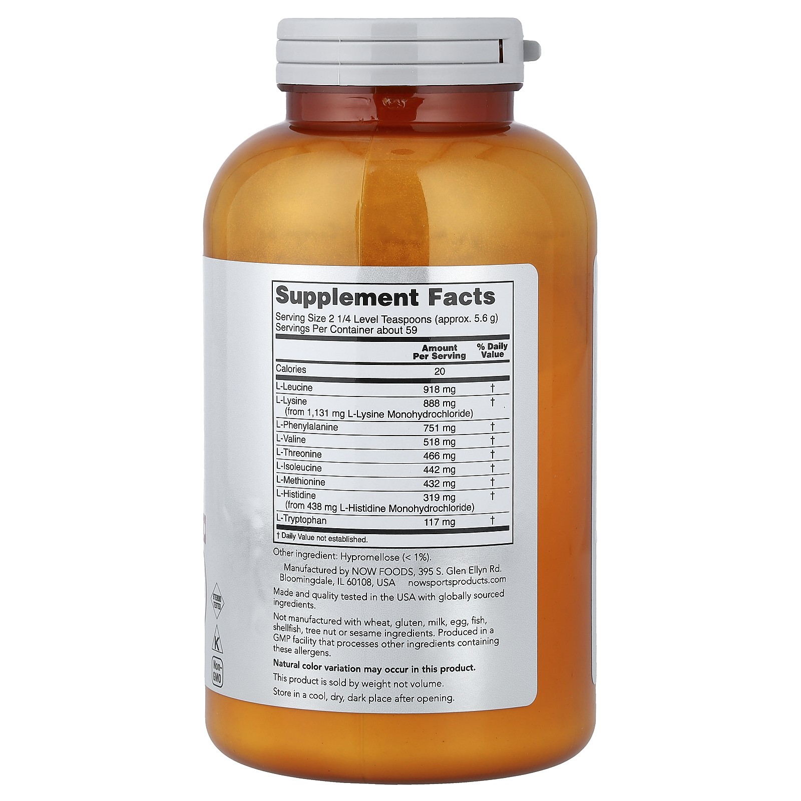 Now Foods Sports Amino-9 Essentials Powder 11 64 oz 330 g GMP Quality Assured