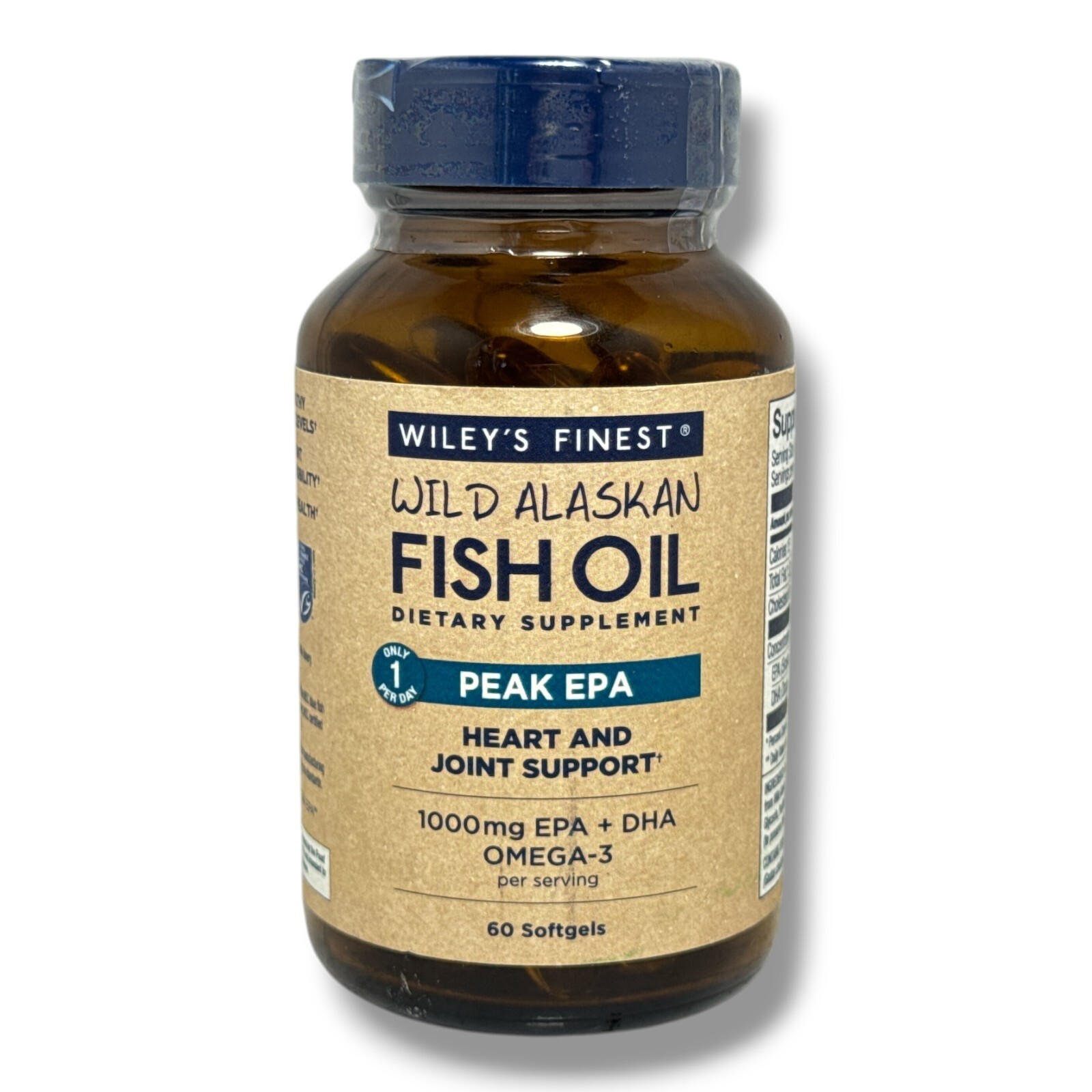 Wiley’s Finest Wild Alaskan Fish Oil Dietary Supplement Pea Epa 1000mg -60 count