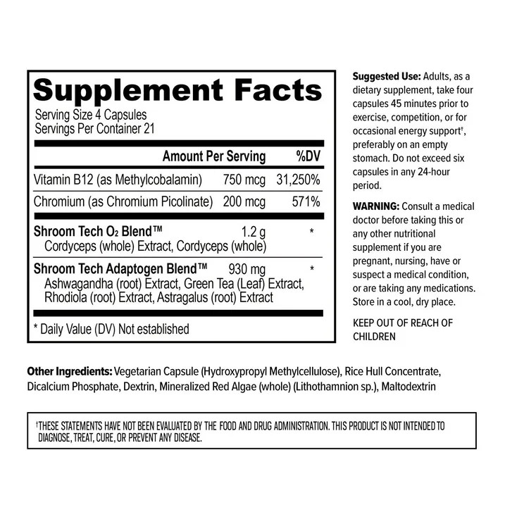 ONNIT Shroom Tech Sport Pre-Workout Energy Support Capsules 84 Ct 09/26