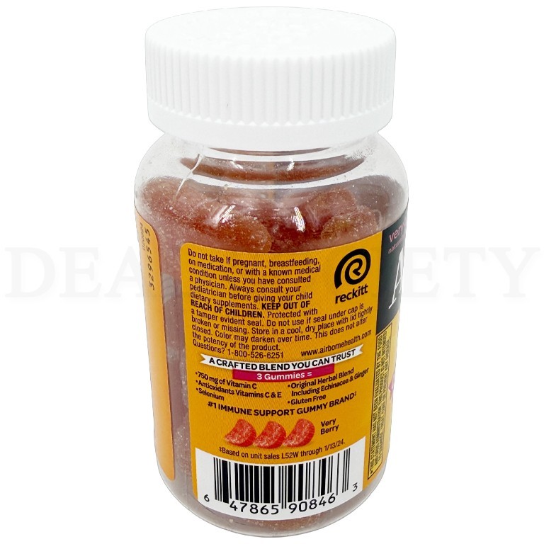 Airborne Mixed Berry Vitamin C Gummies Immune Support 21 Count Lot of 3