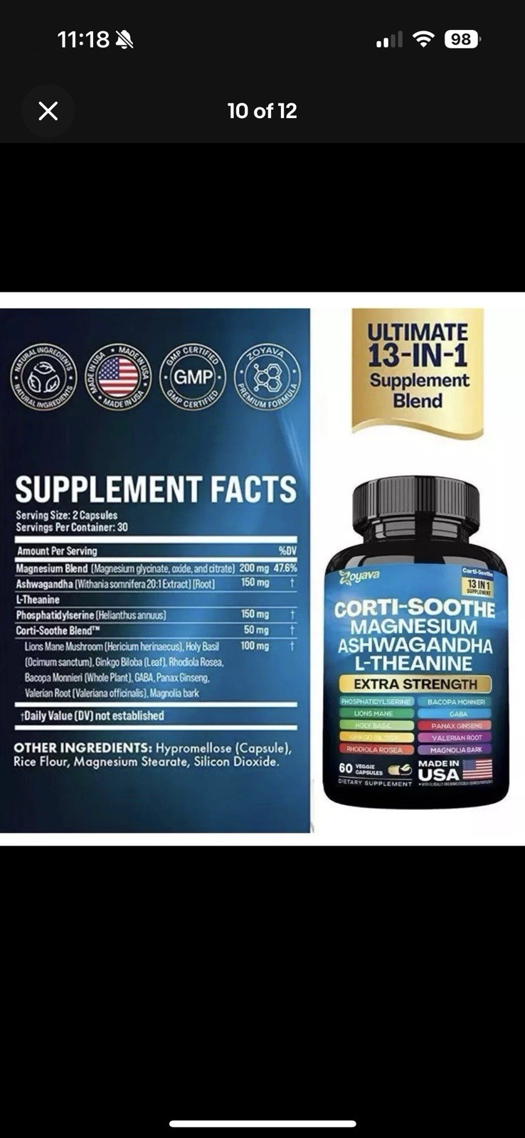 Zoyava CORTI-SOOTHE Cortisol Magnesium Ashwagandha L-theanine – Relieve Stress
