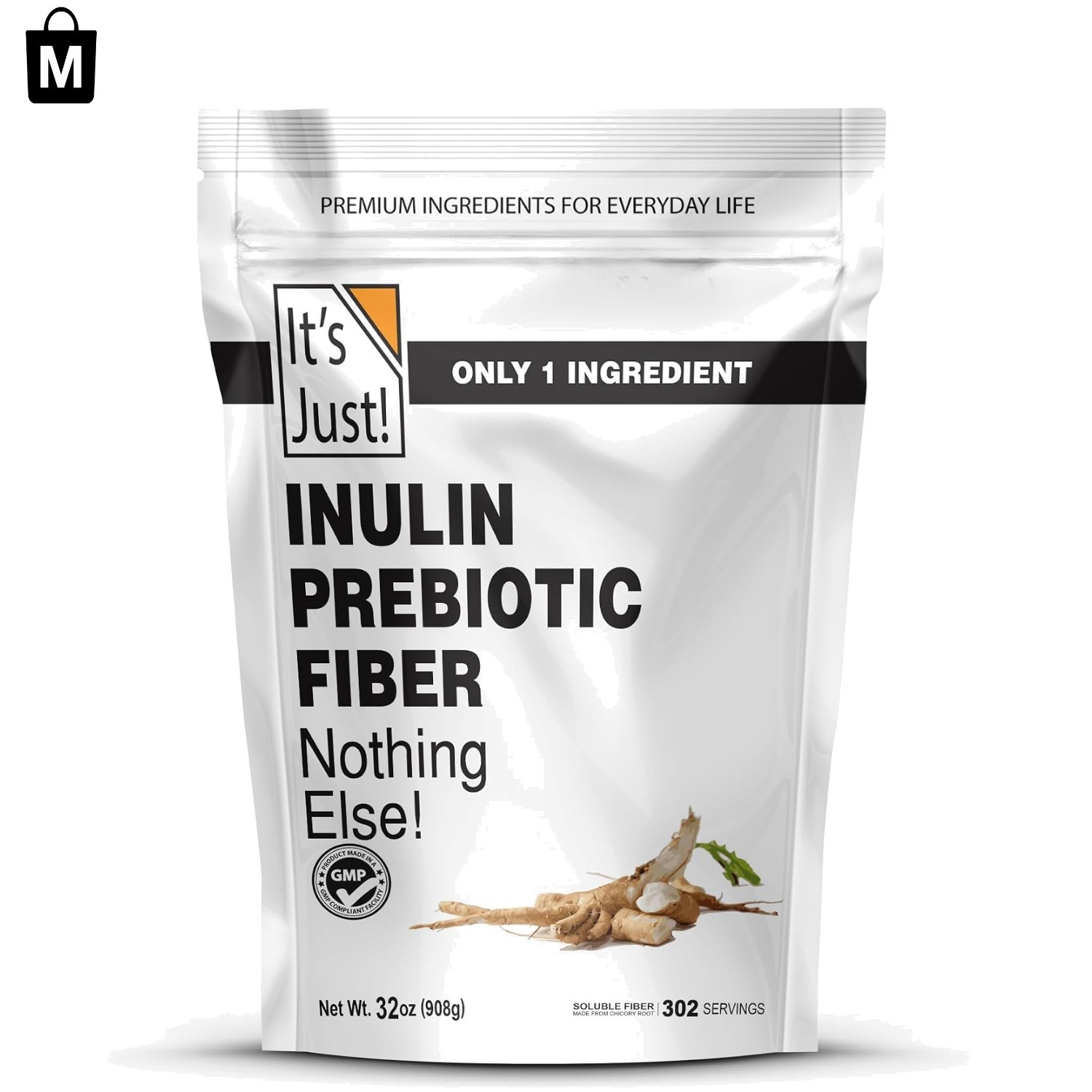 Chicory Root Inulin Powder – Gluten-Free, Water-Soluble Prebiotic Fiber, 2 lbs