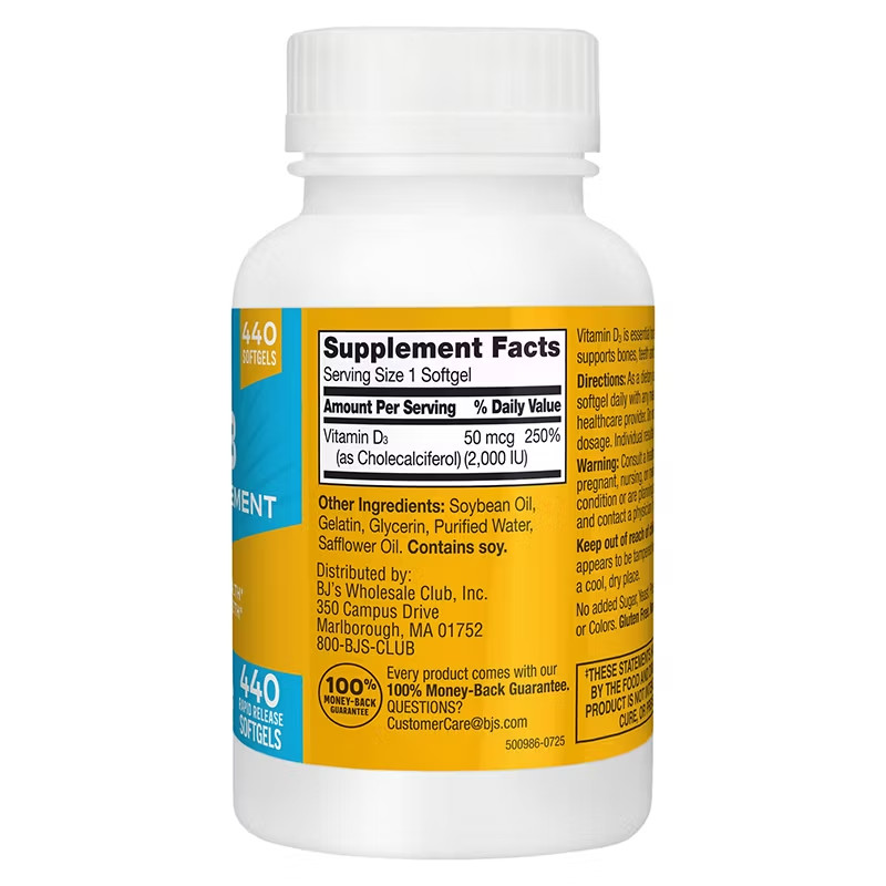 Berkley Jensen Vitamin D3 50 mcg (2000 IU) Softgels, 440 ct.