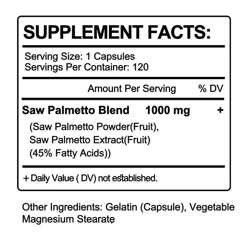 Saw Palmetto Extract 1000mg Prostate Supplement Urinary Men Health 120 Capsules