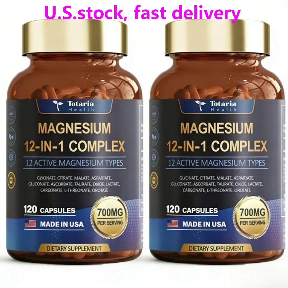 2-bottle Totaria Health Magnesium 12-in-1 Complex 700mg.Glycinate Citrate Malate