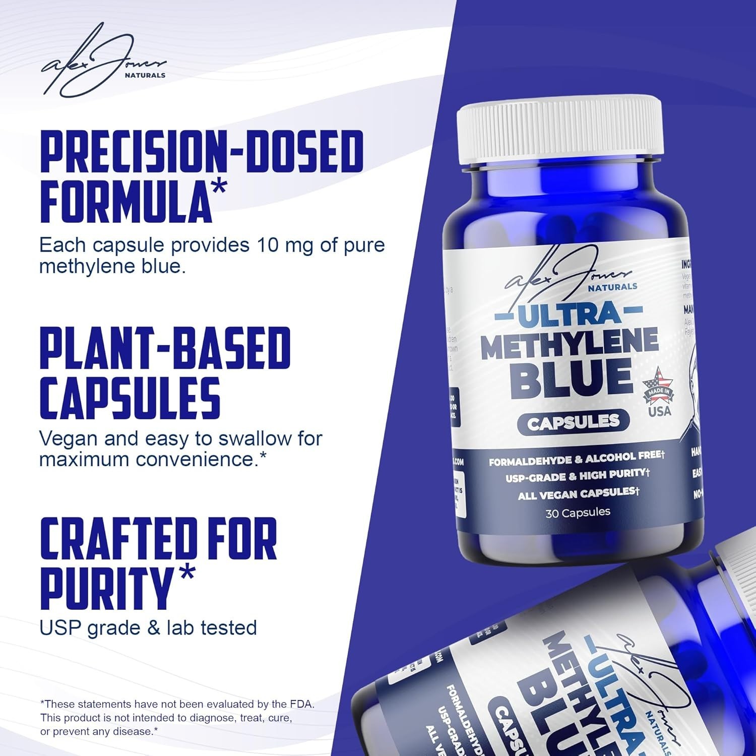 Ultra Blue Fresh Tablets 10 mg with Vitamin C, Vegan Capsules, Unflavored 60CT