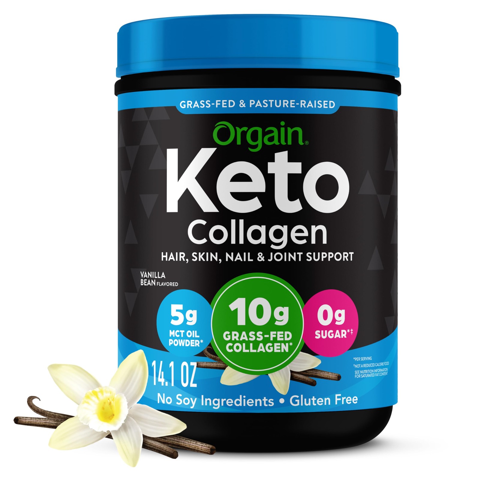 Orgain Keto Collagen Protein Powder, Vanilla 10g Grass Fed Hydrolyzed Collag…