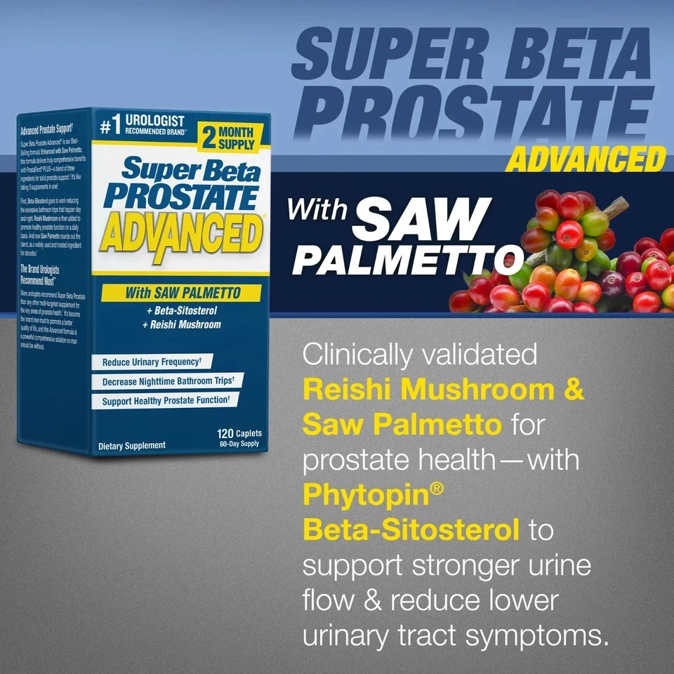 3 Pack_Super Beta Prostate Advanced with Saw Palmetto 120 Capsules Free Shipping