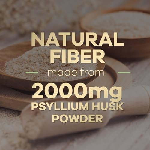 High Absorption Psyllium Husk Capsules 2000mg Daily Fiber Supplement, Psyllium..