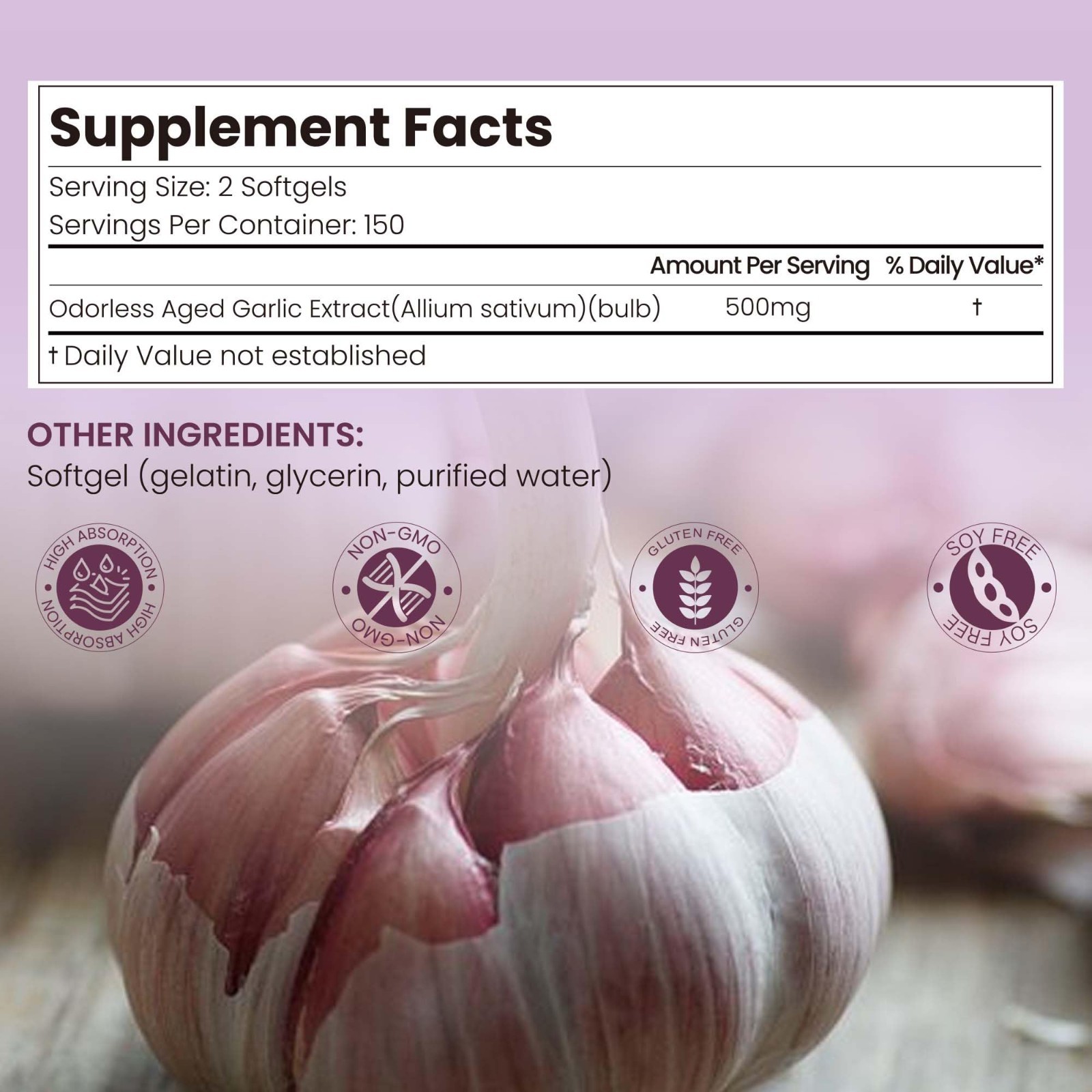 Aged Garlic Extract Softgels 10000mg | 300 Count | High-Potency Antioxidant Supp