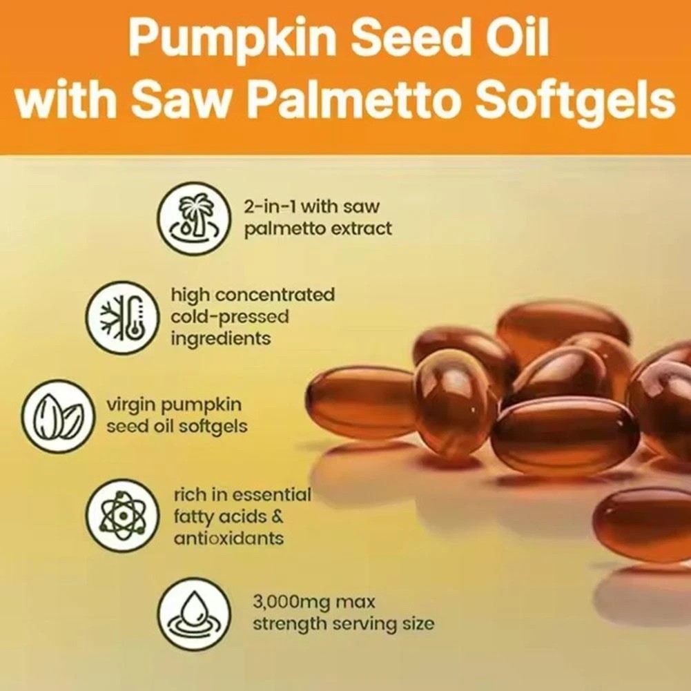 Pumpkin Seed Oil 1000mg with Saw Palmetto 300-Softgel