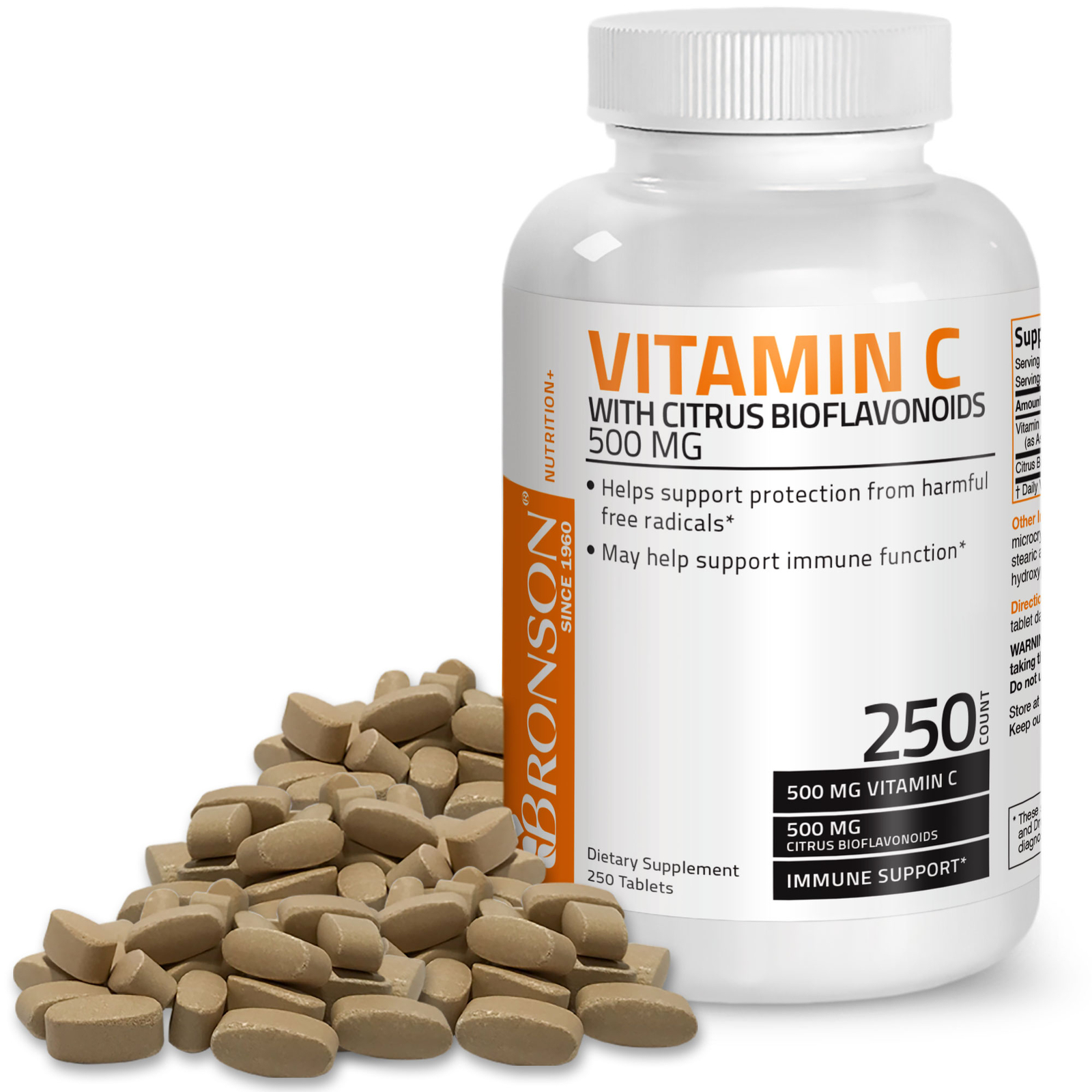 Bronson Vitamin C 500 mg with Citrus Bioflavonoids, 250 Tablets