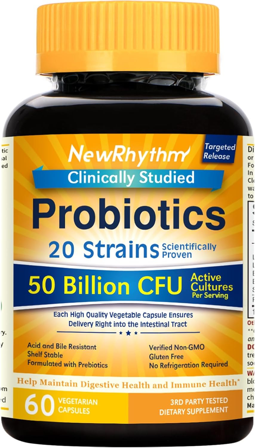 Probiotics 50 Billion CFU 20 Strains, 60 Veggie Capsules, Targeted Release Techn