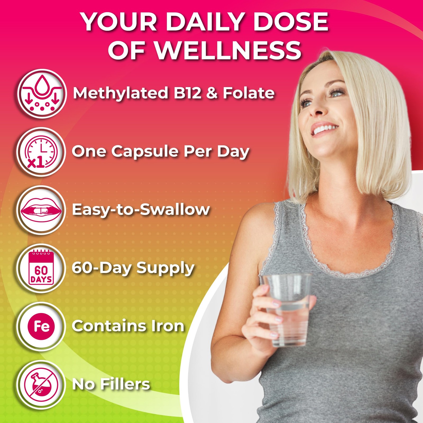 Women’s Daily Multivitamin with Iron – Vegan Methylated Multivitamin for Women