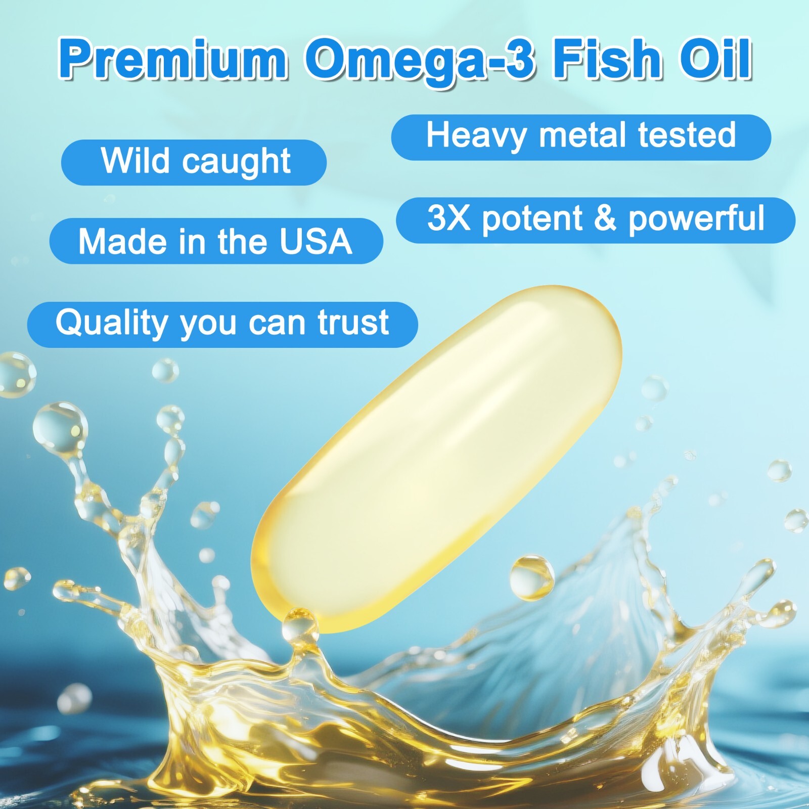 Fish Oil Softgels, 3000mg Omega-3 Fish Oil Supplement – EPA & DHA Supplement
