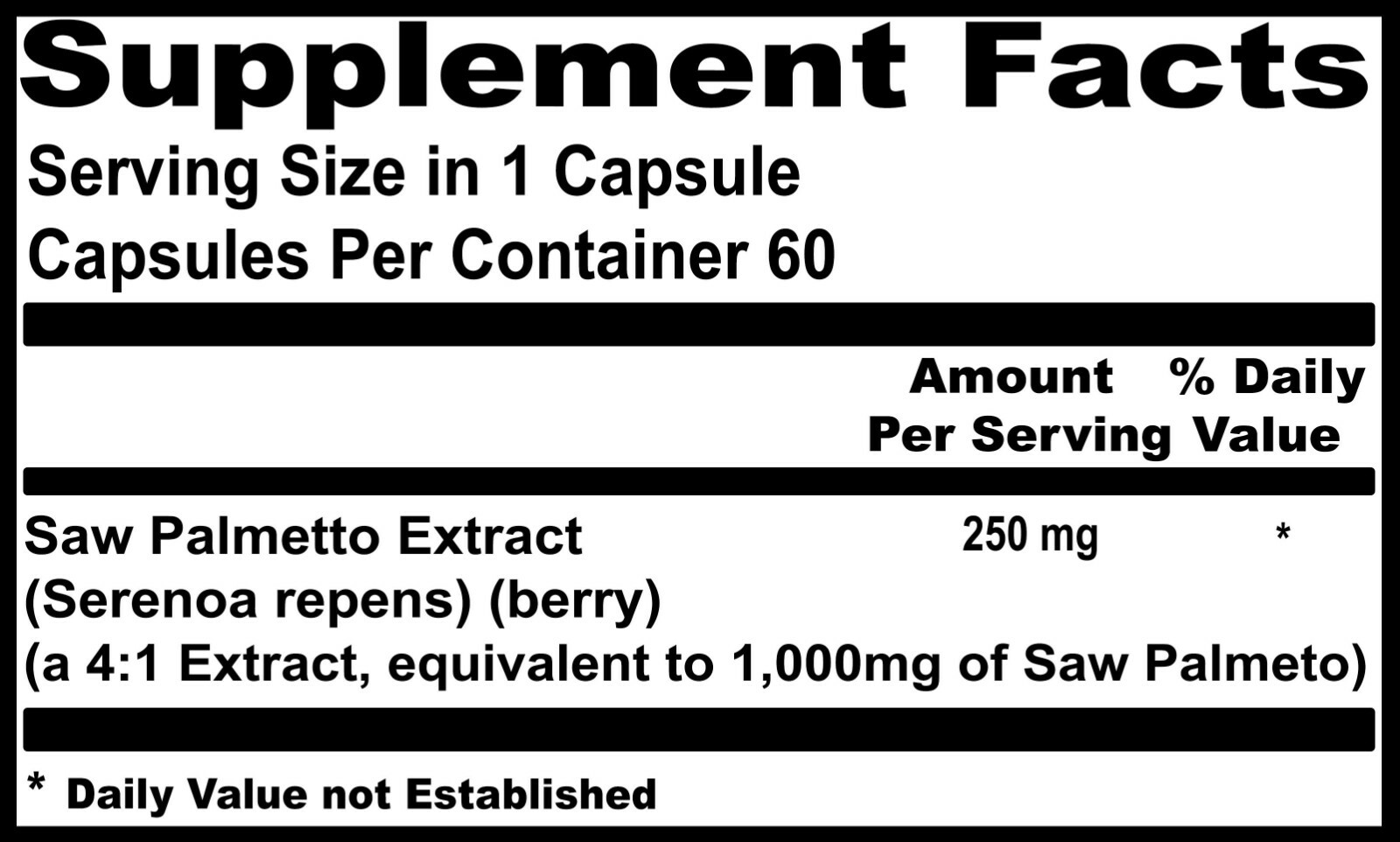 Saw Palmetto Extract Equivalent 1000mg, Prostate Health, Testosterone level