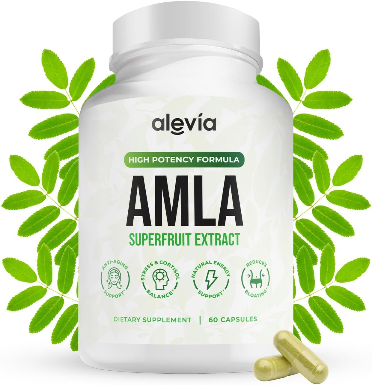 Alevia Organic Amla Capsules 1000mg – Indian Gooseberry Amla Fruit Supplement –