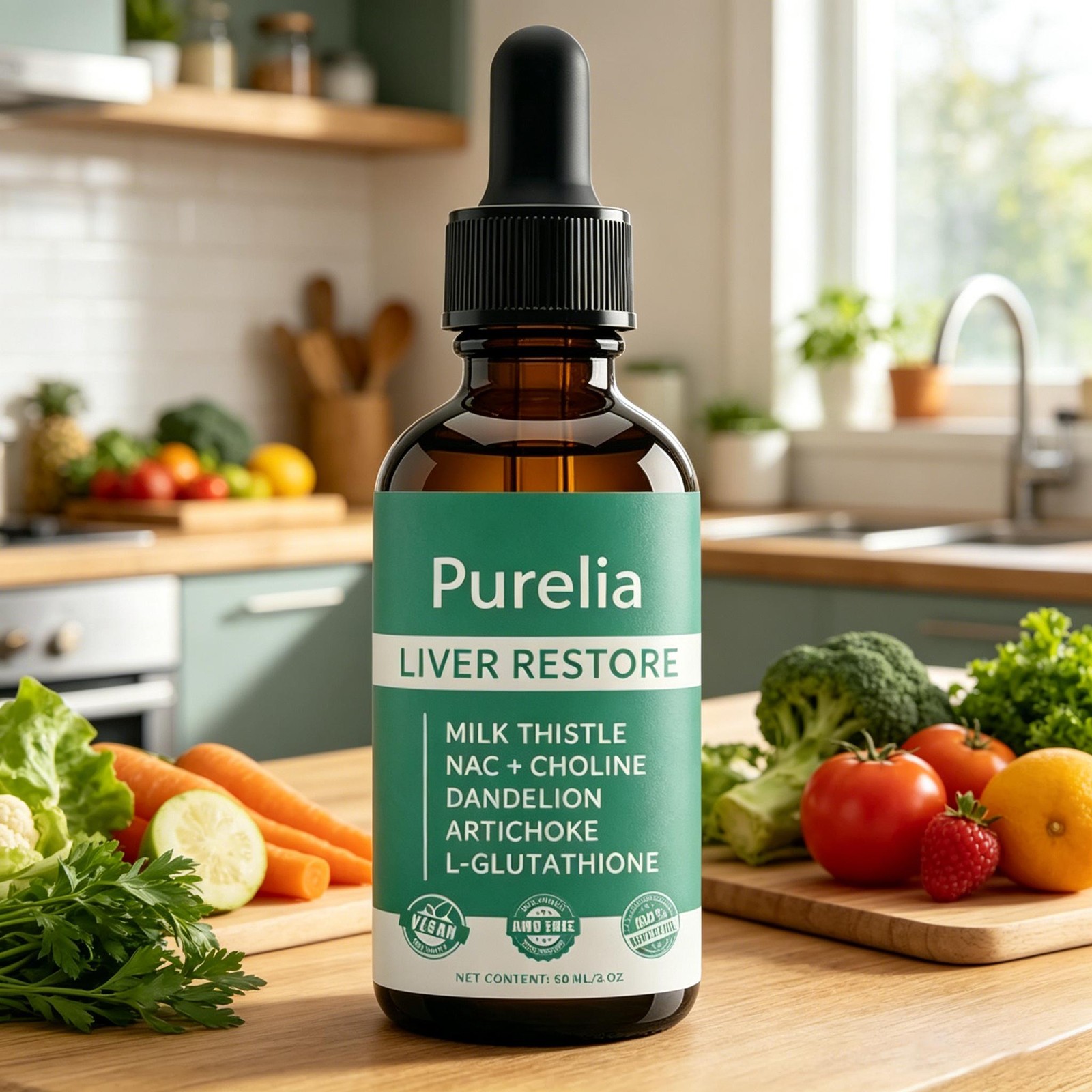 Purelia Liver Restore, Complete Liver Support Supplement with Milk Thistle 60ml
