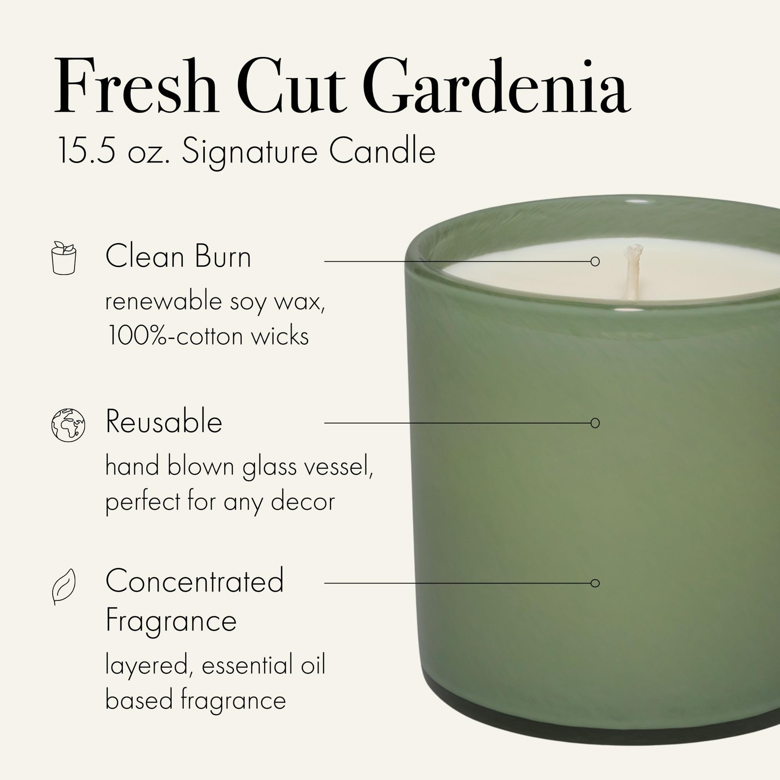LAFCO New York Signature Candle, Fresh Cut Gardenia – 15.5 oz – 90-Hour Burn …