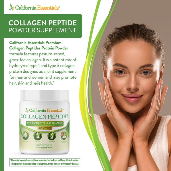 BEST RATED Collagen Protein Peptides Bovine Type 1+3 Grass Fed 2 LBS