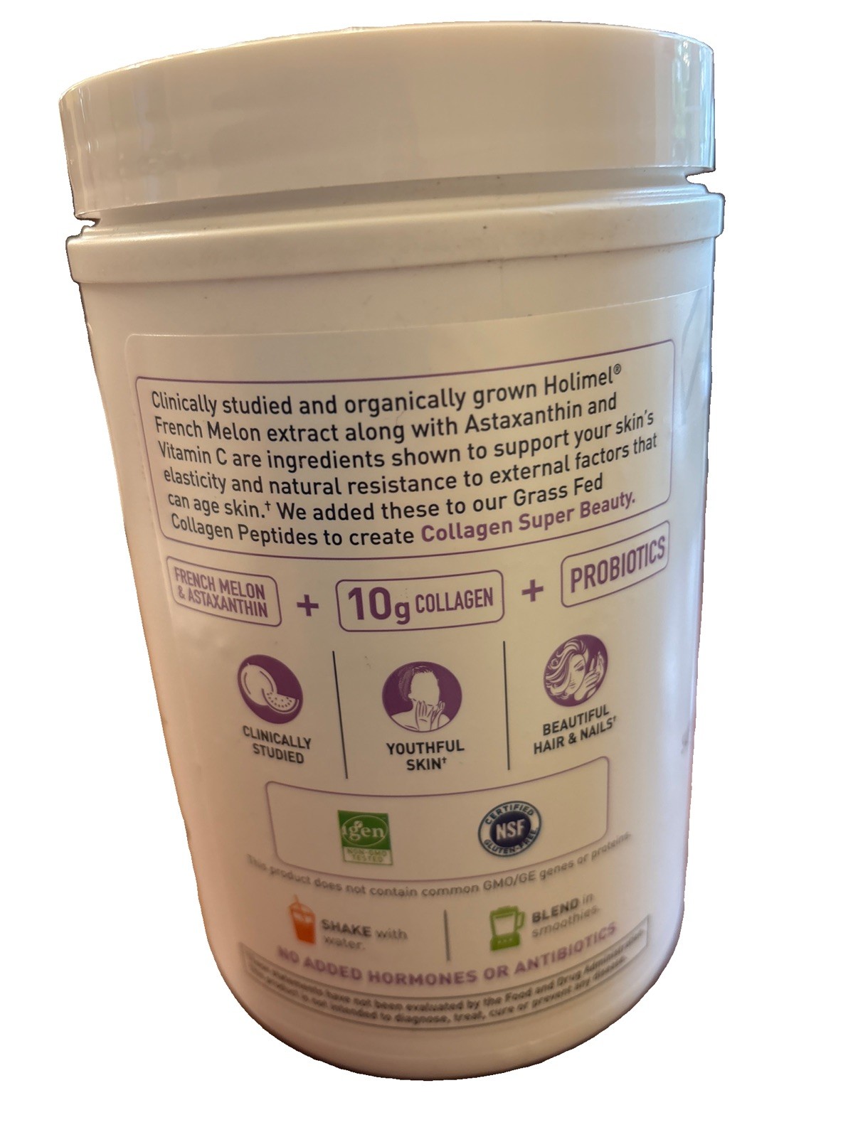 Grass Fed Collagen, Super Beauty, Blueberry Acai, 9.52 oz (270 g) Exp 8/27 (2c)