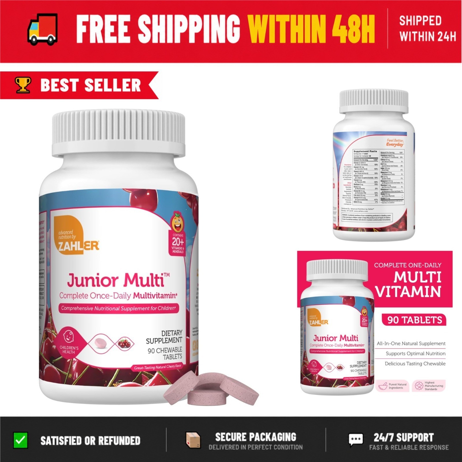 Zahler Junior Multi – Children’s Complete Multivitamin, 90 Chewable Tablets