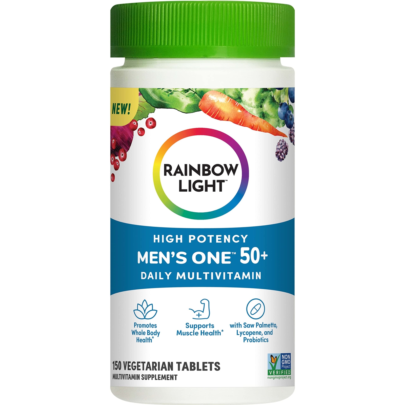 Rainbow Light Mens One 50 Plus High Potency Multivitamin 150 Count Gluten Free