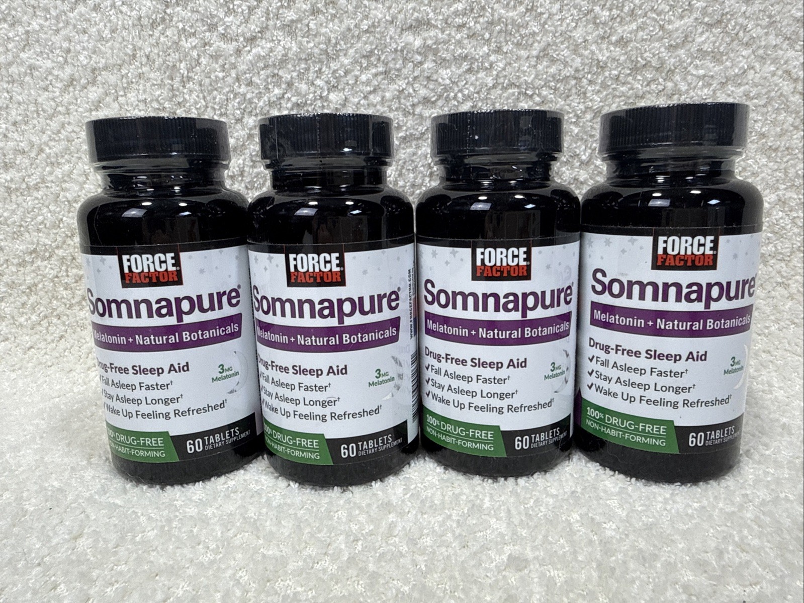 4 Bottles Force Factor Somnapure Drug-Free Sleep Aid for 60 Count each Exp 08/29
