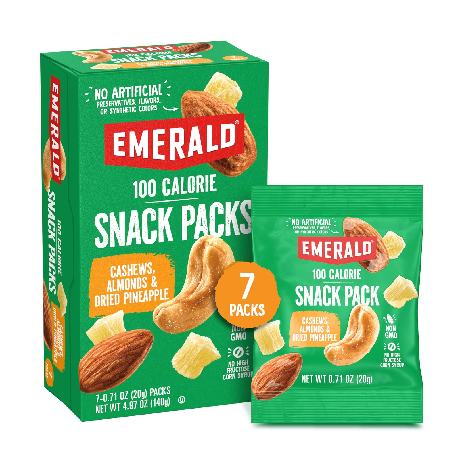 Emerald Nuts Cashews and Almonds with Dried Pineapple 4.97 Ounce (Pack of 1)
