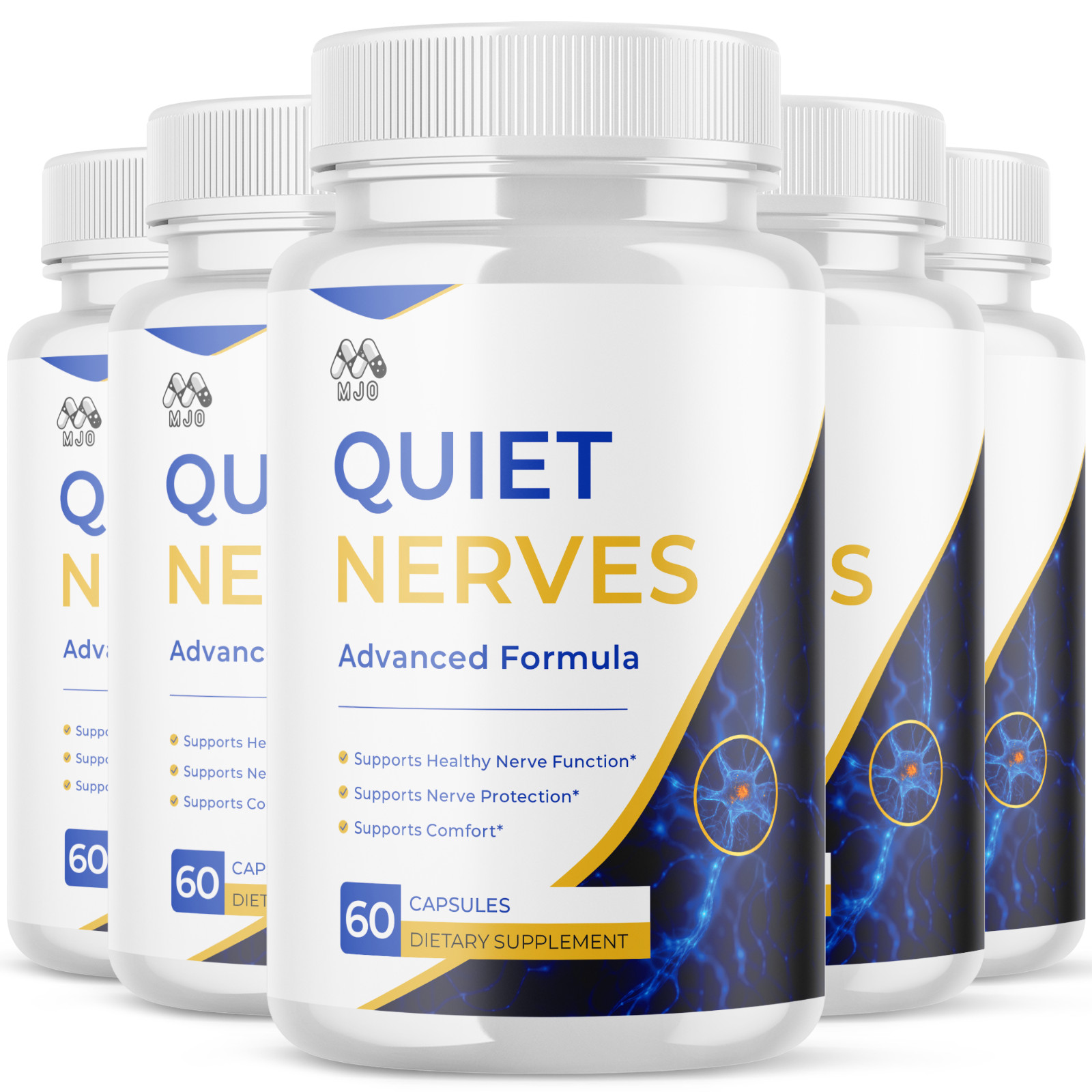(5 Pack) Quiet Nerves Pills Advanced Nerve Support Strength Formula 300 Capsules