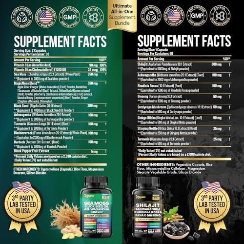 Zoyava Dynamic Vitality Bundle – Sea Moss and Shilajt, 60 Count, New