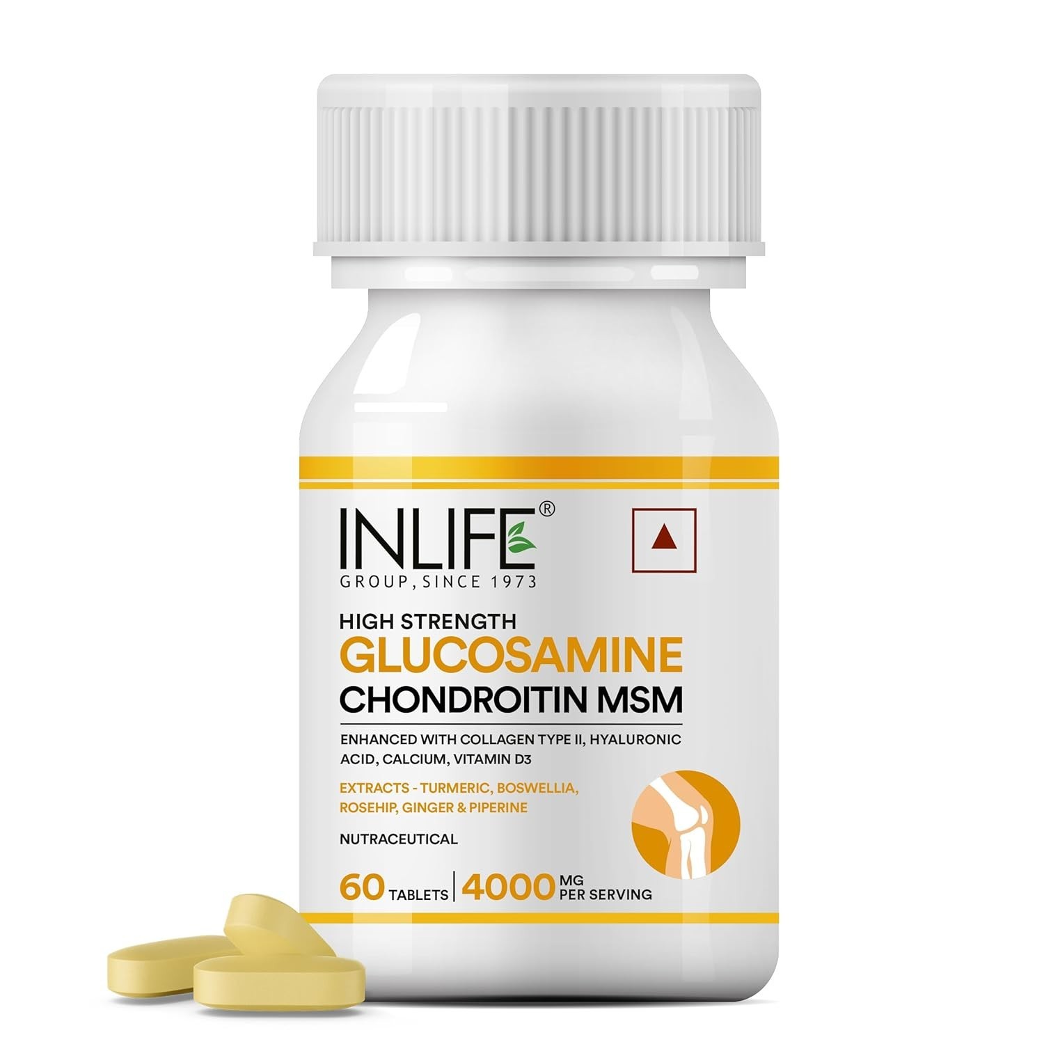 Glucosamine with Chondroitin MSM Collagen Type II Hyaluronic , Vitamin D3 60 tab