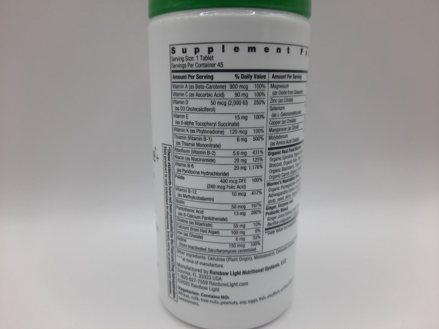 Rainbow Light Womens One Daily Multivitamin 45 Caplets EXP 10/26