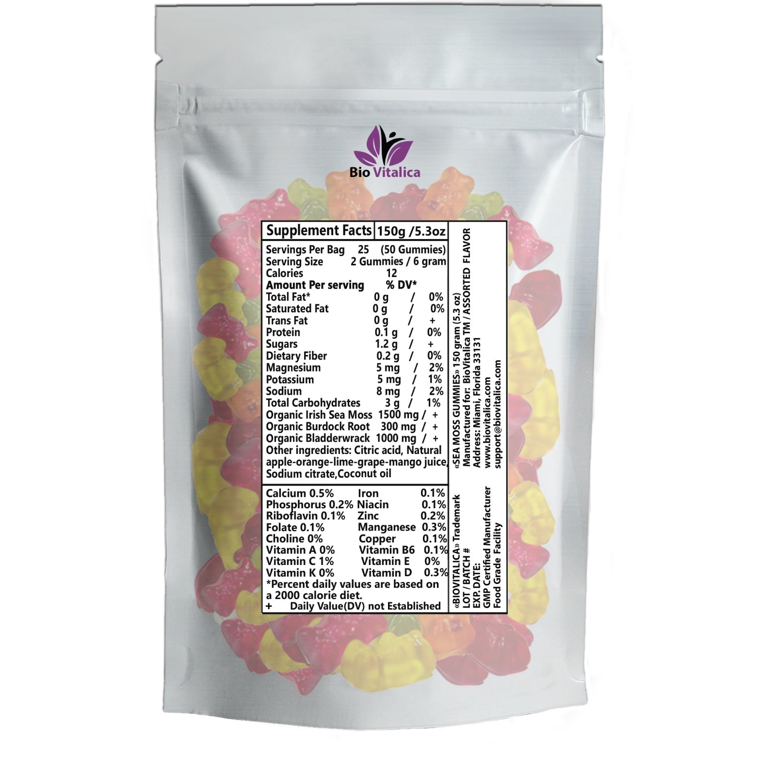 (2 Pack) Sea Moss Gummies – Irish sea Moss raw Organic Bladderwrack Burdock Root