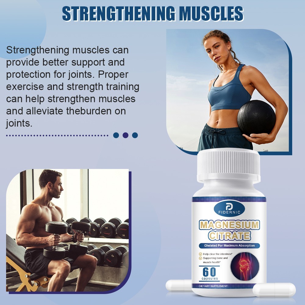 Magnesium Citrate Supplement , Promote Bone Muscle Wellness Relax，120 capsules