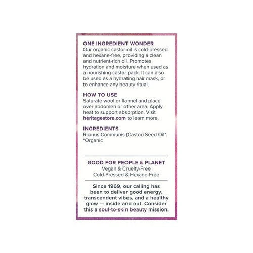 Castor Oil Organic 32 OZ By Heritage Store