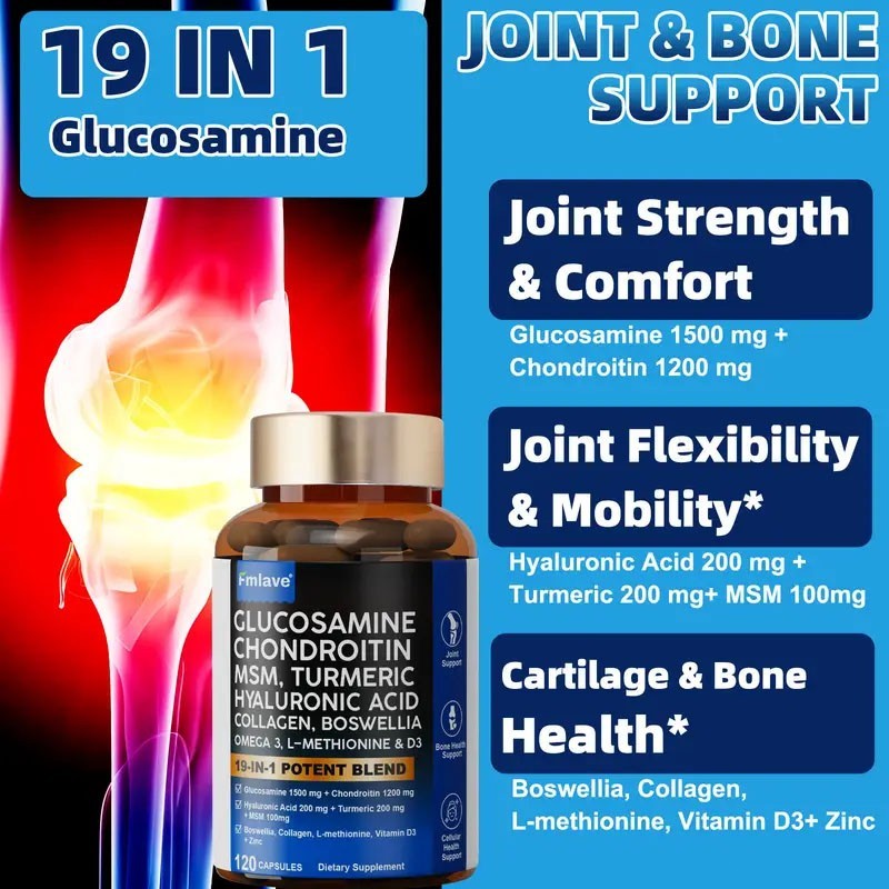120 Triple Strength Glucosamine Chondroitin MSM Collagen Boswellia TUMERIC D & C