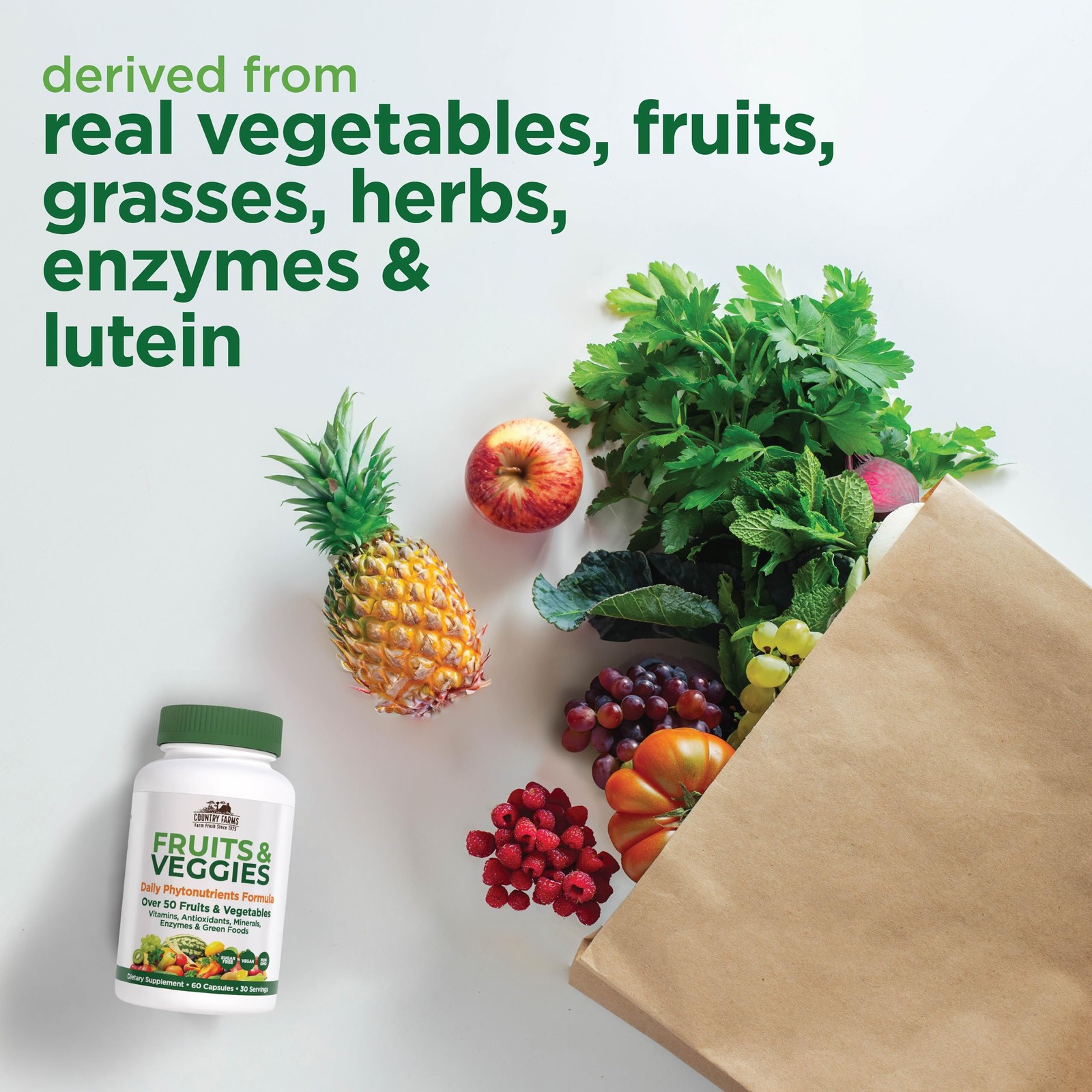 Country Farms Super Fruits and Veggies Capsules, 60 Count (Pack of 1), Multi