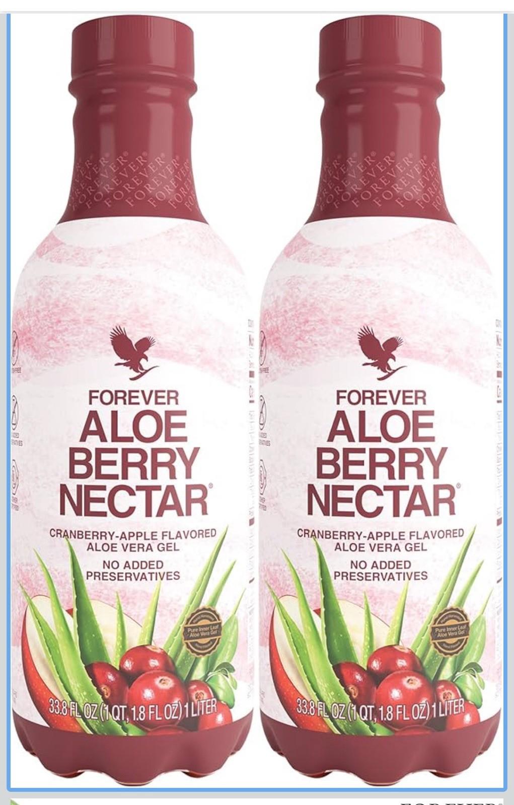3 Living Aloe Vera Berry Nectar Gel 33.8 fl.Oz. Free Shipping USA